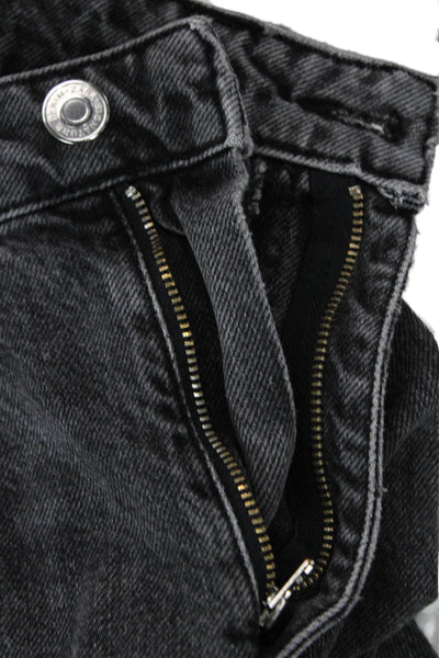 Zara Womens Cotton Straight Jeans Black Size 2