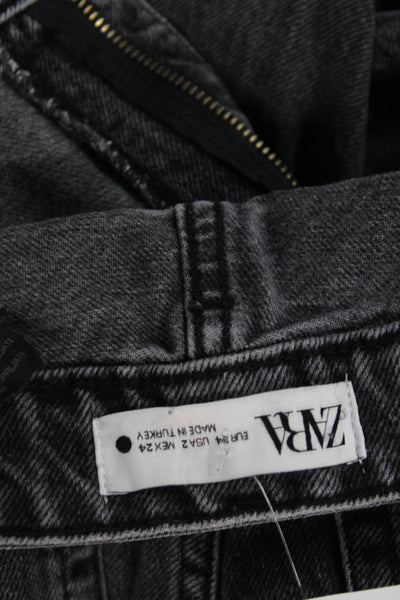 Zara Womens Cotton Straight Jeans Black Size 2