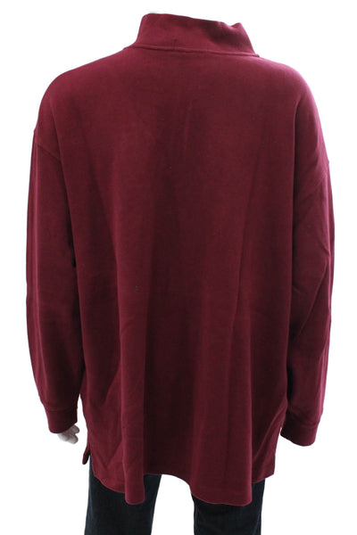Polo Ralph Lauren, Men, Pullover Sweatshirt Red Cotton Mock Neck Zip Size 3XL