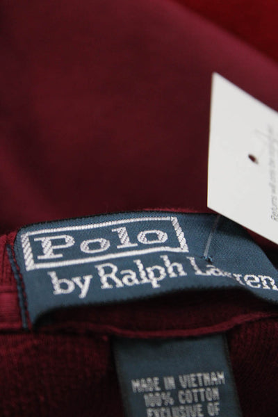 Polo Ralph Lauren, Men, Pullover Sweatshirt Red Cotton Mock Neck Zip Size 3XL