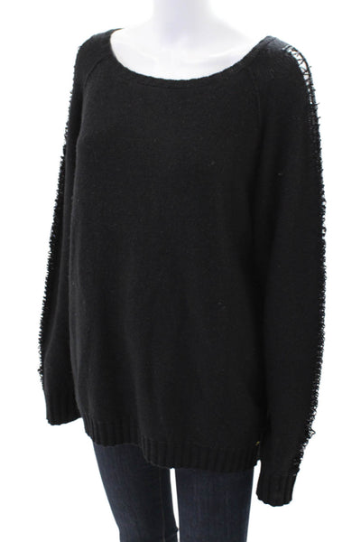 Sonia Rykiel Womens Wool Sequins Scoop Neck Long Sleeve Sweater Top Black Size S