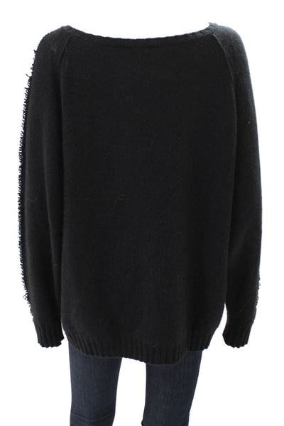 Sonia Rykiel Womens Wool Sequins Scoop Neck Long Sleeve Sweater Top Black Size S