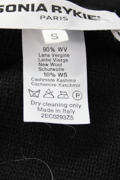 Sonia Rykiel Womens Wool Sequins Scoop Neck Long Sleeve Sweater Top Black Size S