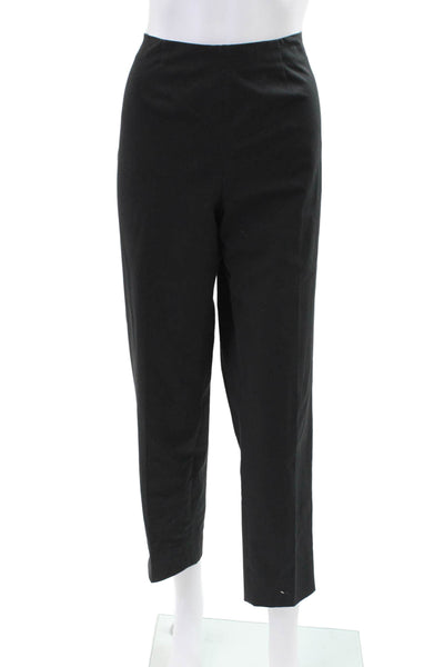 Piazza Sempione Womens Cotton High Waisted Pleated Straight Leg Pants Black Sz48