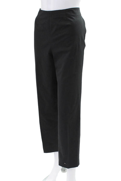 Piazza Sempione Womens Cotton High Waisted Pleated Straight Leg Pants Black Sz48