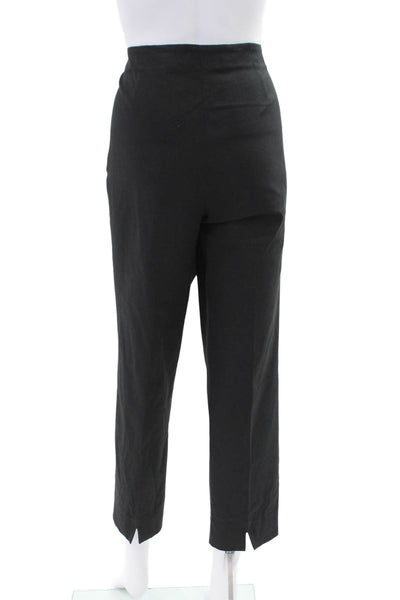 Piazza Sempione Womens Cotton High Waisted Pleated Straight Leg Pants Black Sz48