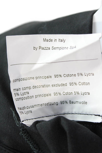 Piazza Sempione Womens Cotton High Waisted Pleated Straight Leg Pants Black Sz48