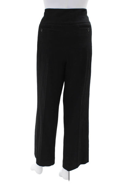 Armani Collezioni Womens Wool High Waisted Pleated Trouser Pants Black Size 48