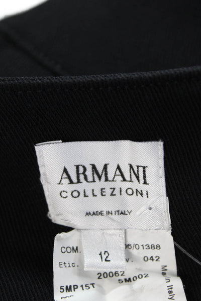 Armani Collezioni Womens Wool High Waisted Pleated Trouser Pants Black Size 48