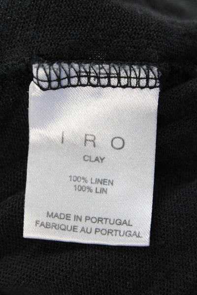IRO Women's Short Sleeves Distress Round Neck T-Shirt Black Size M
