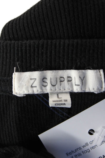 Z Supply Women's Scoop Neck Sleevless Fitted Tank Top Black Size L