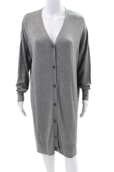 Zara Women's Long Sleeves Button Down Mini Sweater Dress Gray Size M