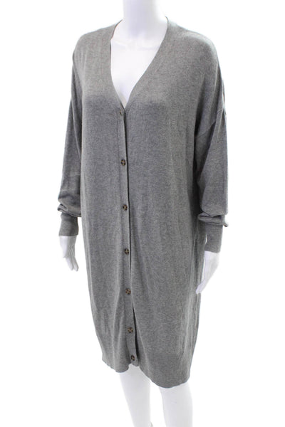Zara Women's Long Sleeves Button Down Mini Sweater Dress Gray Size M