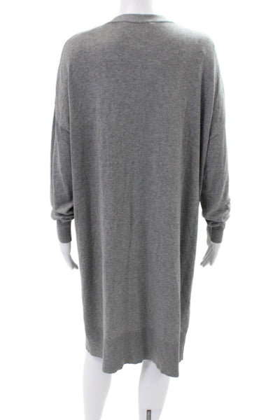 Zara Women's Long Sleeves Button Down Mini Sweater Dress Gray Size M