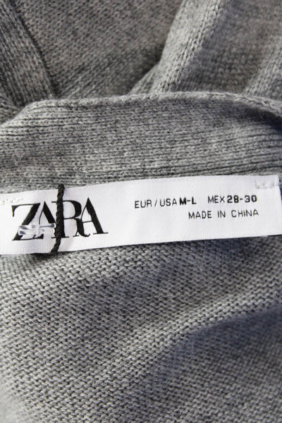 Zara Women's Long Sleeves Button Down Mini Sweater Dress Gray Size M