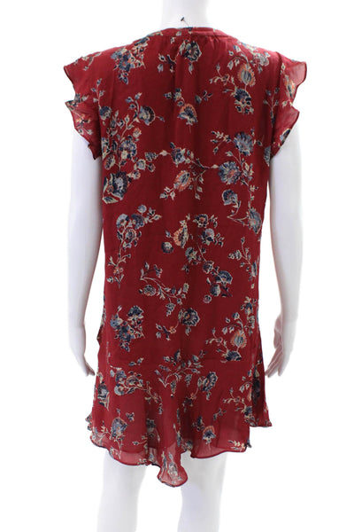 Joie Women's V-Neck Sleeveless Ruffle Floral Mini Dress Size L