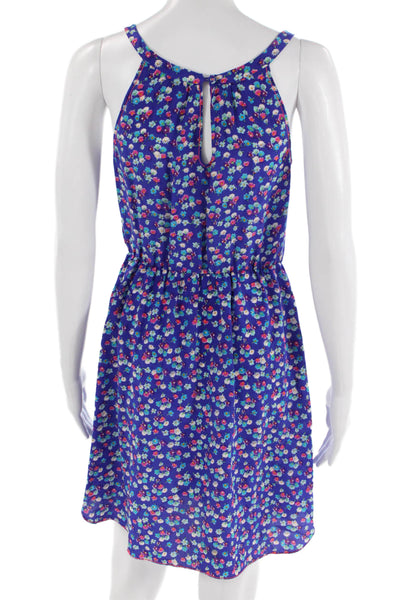 Rebecca Taylor Womens Sleeveless Scoop Neck Ruffled Silk Mini Dress Blue Size 2