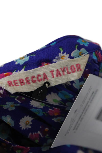 Rebecca Taylor Womens Sleeveless Scoop Neck Ruffled Silk Mini Dress Blue Size 2