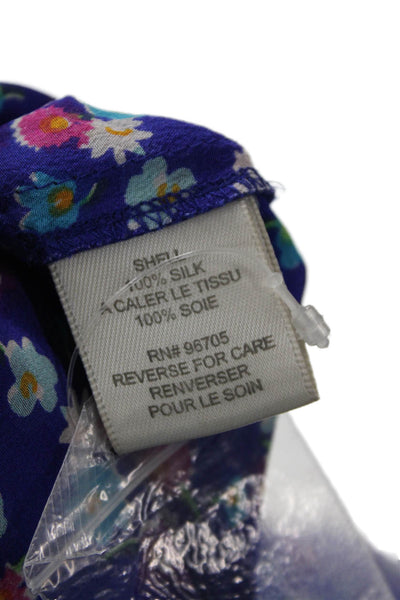 Rebecca Taylor Womens Sleeveless Scoop Neck Ruffled Silk Mini Dress Blue Size 2