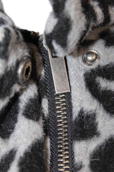 Apparis Womens Front Zip Mock Neck Leopard Quilted Jacket Gray Black Size XS