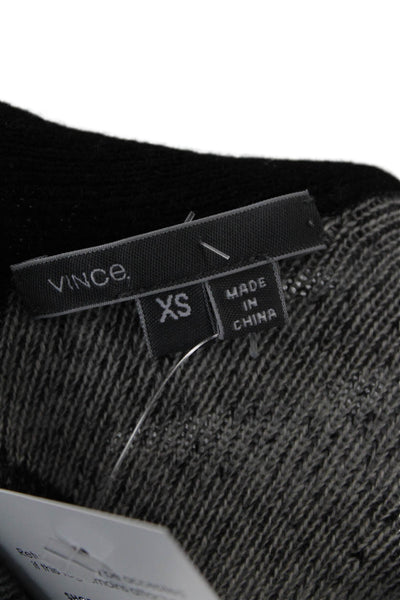 Vince Womens Long Sleeve Striped Open Cashmere Cardigan Sweater Black Gray XS