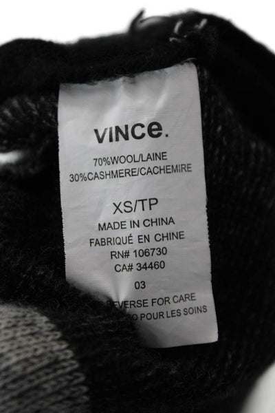 Vince Womens Long Sleeve Striped Open Cashmere Cardigan Sweater Black Gray XS