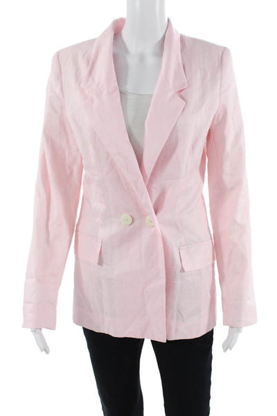 Kimberly Taylor Womens Double Breasted Notched Lapel Blazer Jacket Pink XS