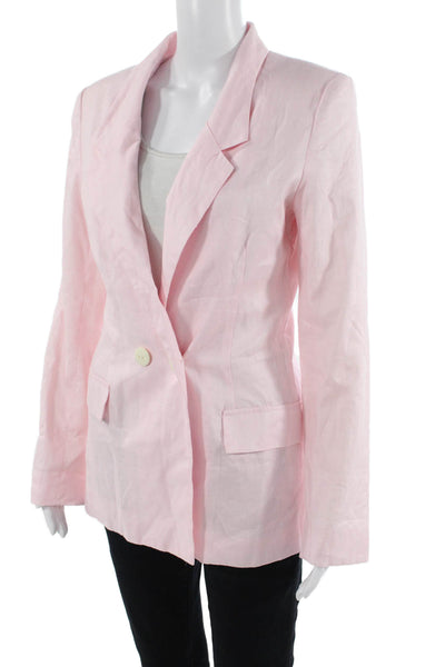 Kimberly Taylor Womens Double Breasted Notched Lapel Blazer Jacket Pink XS