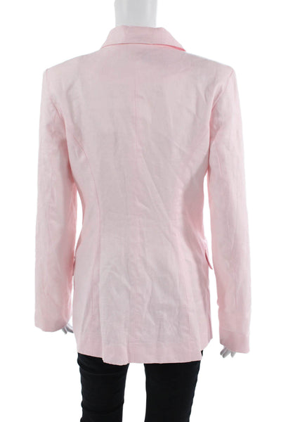 Kimberly Taylor Womens Double Breasted Notched Lapel Blazer Jacket Pink XS