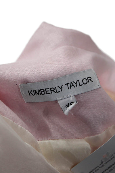 Kimberly Taylor Womens Double Breasted Notched Lapel Blazer Jacket Pink XS