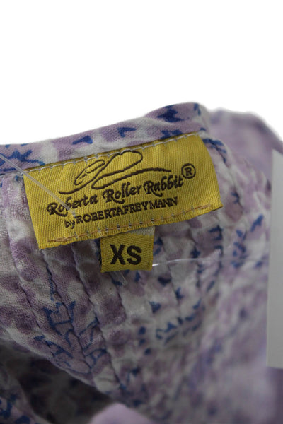 Roller Rabbit Womens Short Sleeve Crew Neck Floral Mini Dress White Lilac XS