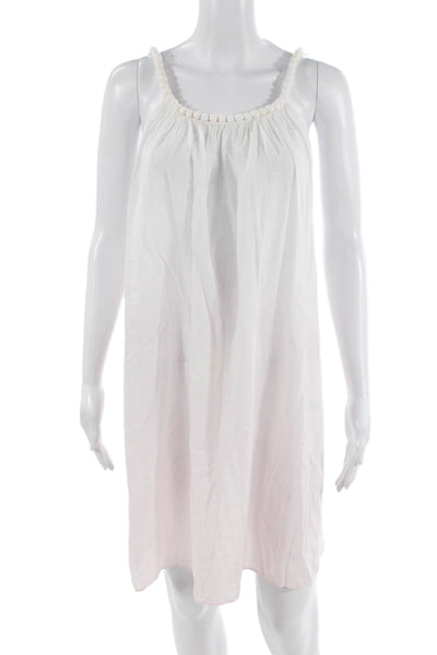 Sunuva Womens Cotton Scoop Neck Sleeveless Ombre A-Line Dress White Pink Size M