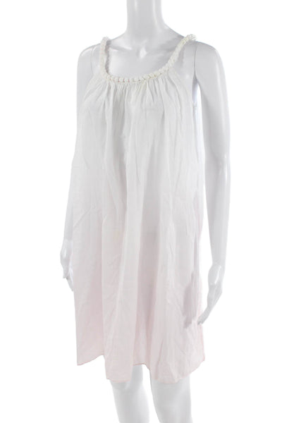 Sunuva Womens Cotton Scoop Neck Sleeveless Ombre A-Line Dress White Pink Size M