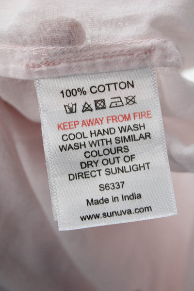 Sunuva Womens Cotton Scoop Neck Sleeveless Ombre A-Line Dress White Pink Size M