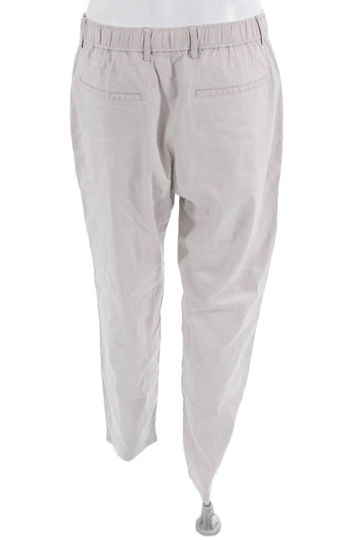 Theory Womens Linen High Waisted Slim Straight Trouser Pants Beige Size 2