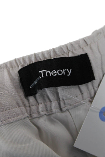 Theory Womens Linen High Waisted Slim Straight Trouser Pants Beige Size 2