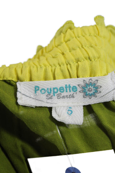 Poupette St. Barth Womens Embroidered Scoop Neck Blouse Top Green Size Small