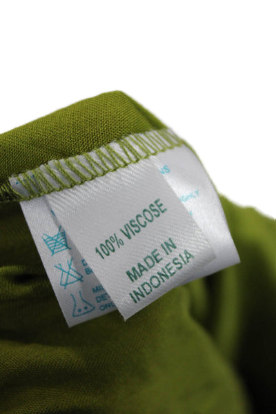 Poupette St. Barth Womens Embroidered Scoop Neck Blouse Top Green Size Small