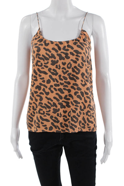 Tucker Womens Silk Animal Print Scoop Neck Camisole Top Brown Size S