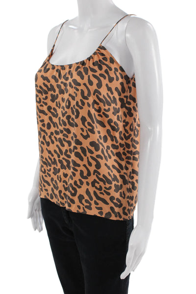 Tucker Womens Silk Animal Print Scoop Neck Camisole Top Brown Size S