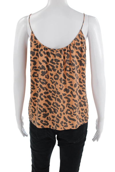 Tucker Womens Silk Animal Print Scoop Neck Camisole Top Brown Size S