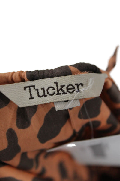 Tucker Womens Silk Animal Print Scoop Neck Camisole Top Brown Size S