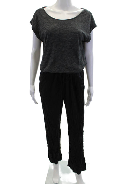 Splendid Women's Sleeveless Round Neck Straight Leg Jumpsuit Black Size XL