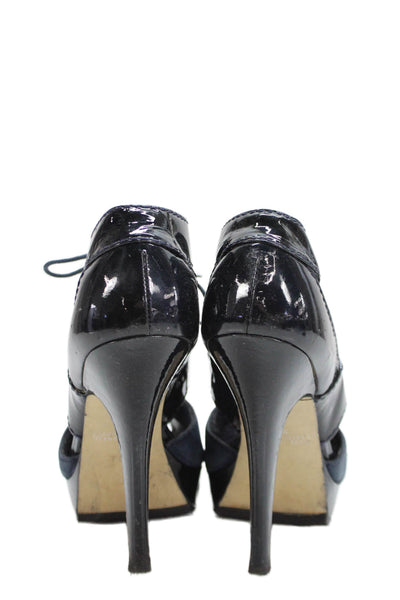 Jeffrey Campbell Women's Open Toe Leather Platform Stiletto Sandals Blue Size 39
