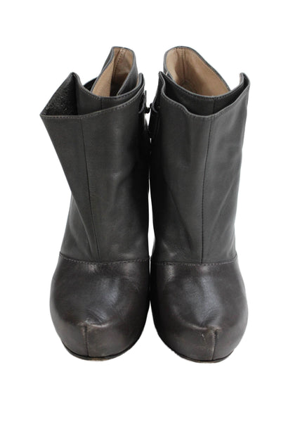 Jean Michel Cazabat Women's Leather Stiletto Ankle Boots Gray Size 39