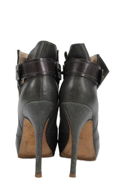 Jean Michel Cazabat Women's Leather Stiletto Ankle Boots Gray Size 39