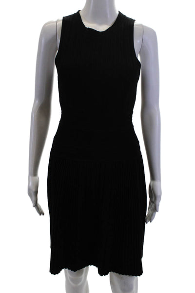 Theory Womens Pleated Scoop Neck Sleeveless Fit & Flare Dress Black Size S