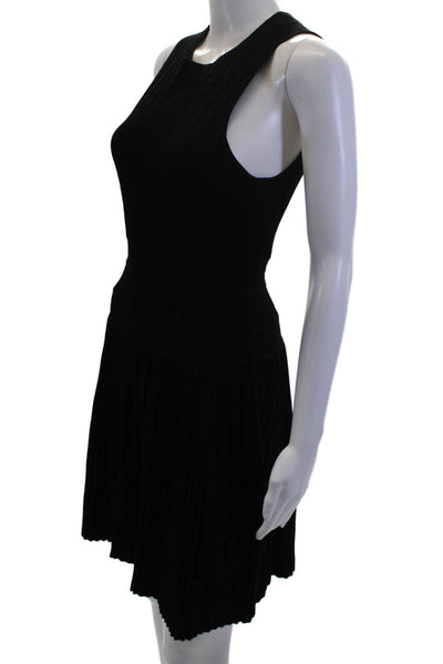 Theory Womens Pleated Scoop Neck Sleeveless Fit & Flare Dress Black Size S