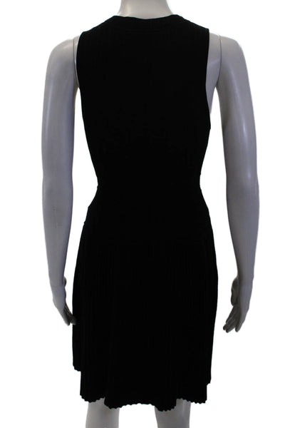 Theory Womens Pleated Scoop Neck Sleeveless Fit & Flare Dress Black Size S