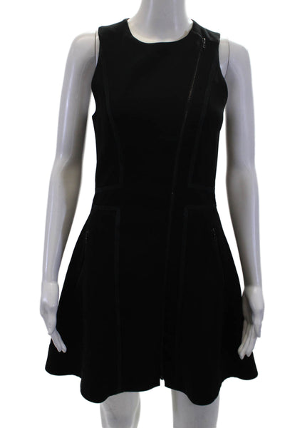 Rag & Bone Womens Embellished V-Neck Full Zip Fit & Flare Dress Black Size 2